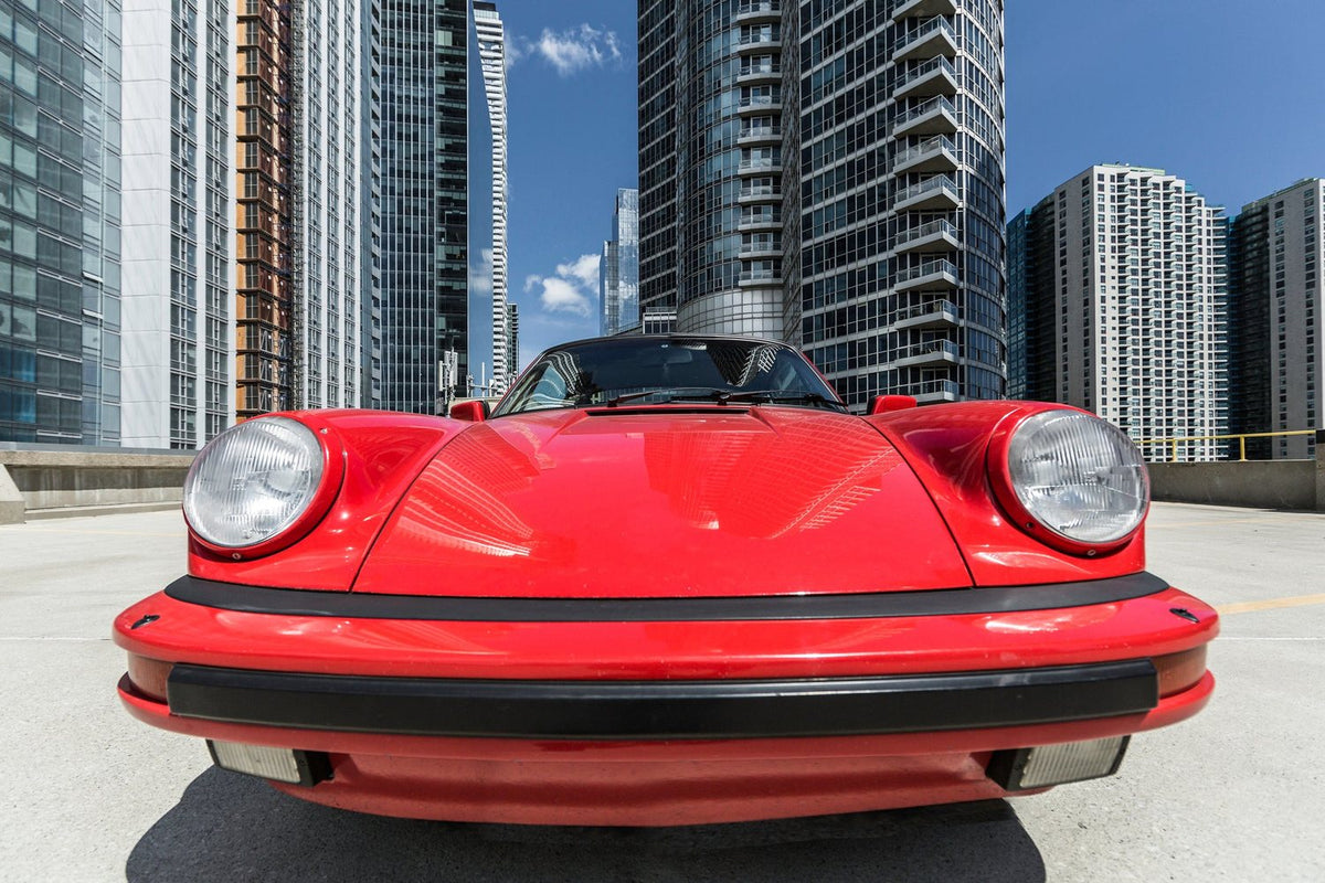 Front of a red sports car