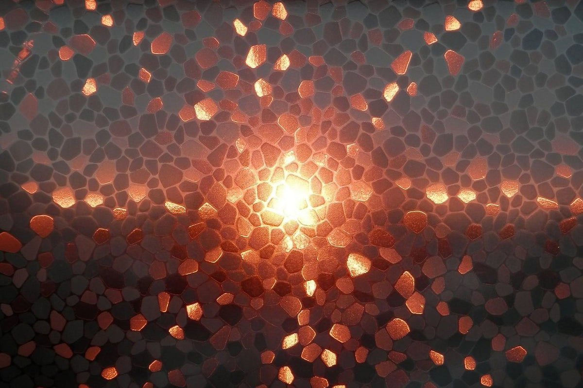 Sunset seen through patterned decorative window film
