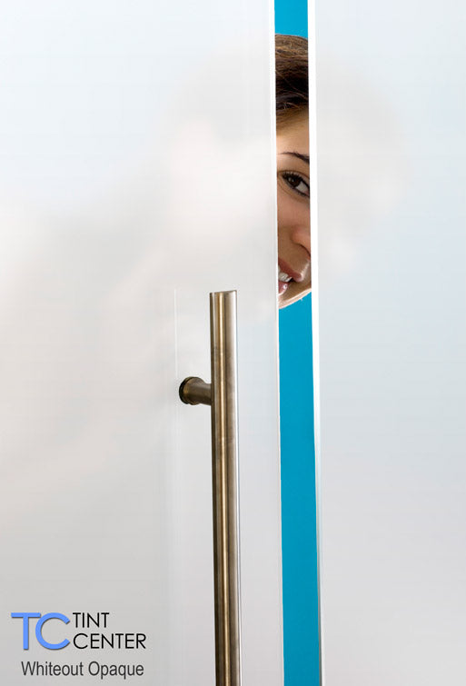 Frosted privacy film on shower glass