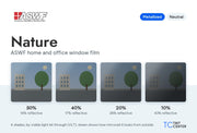 ASWF Nature home and office window film (metallized, neutral): 4 shades from 50% to 10% VLT