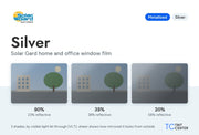 Solar Gard Silver home and office window film (metallized, silver): 3 shades from 50% to 20% VLT