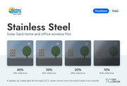 Solar Gard Stainless Steel home and office window film (metallized, steel): 4 shades from 50% to 10% VLT
